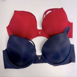 Victoria’s Secret 2 Push-Up Bra Bundle Red & Navy Blue